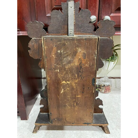 Antique Sessions Gingerbread Wooden Mantel Clock With Ornate Design & Glass Disp - Picture 5 of 7